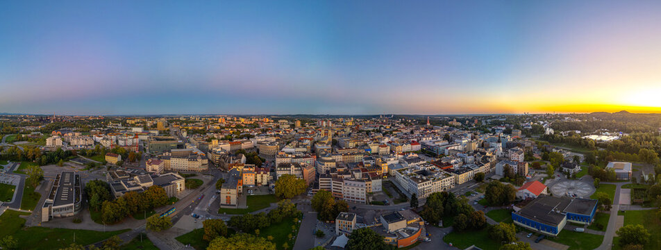 Sunset view of Dolni Vitkovice industrial area in Ostrava, Czech