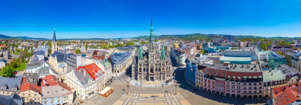 Panorama view of town hall in Liberec, Czech republic