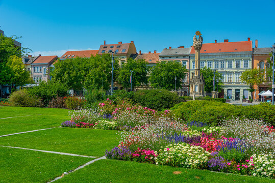 Summer day at Fo ter in Szombathely, Hungary