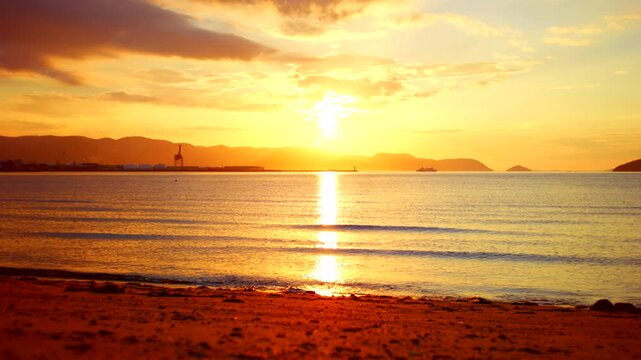 Sunset over the Seto Inland Sea in Kagawa, Japan