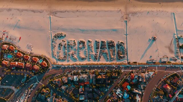 Coronado Name on Sand in Coronado California, beach 