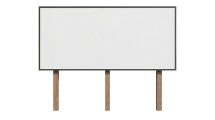 Obraz premium Large Blank Horizontal Billboard Sign Mockup on Wooden Posts for Business Advertisement and Promotions, Isolated on Transparent Background, png.