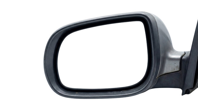 Side View Car Wing Mirror Housing with Empty Reflective Glass Area for Mockup Design, Isolated on Transparent Background, png.