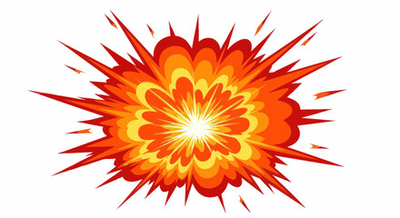 Explosion Burst Effect, Comic Style, Bright Orange and Yellow Energy Blast © hana