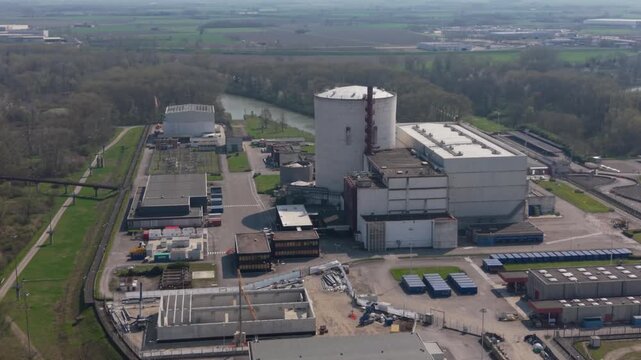Nuclear power plant in Italy undergoing decommissioning drone view of a