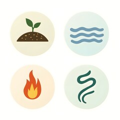 Fototapeta premium A graphic illustration of four elements: earth, water, fire, and air