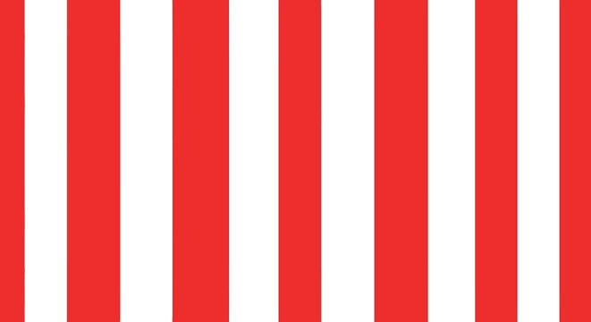 Vibrant red and white vertical striped seamless pattern vector background for carnival, circus, and candy designs