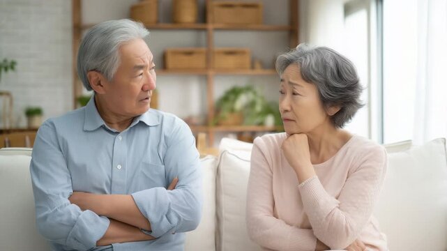 仲睦まじいシニア夫婦の微笑み