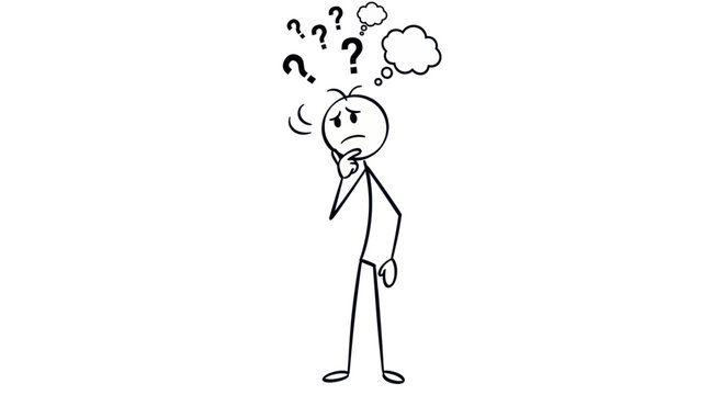 Man Thinking with Question Marks.