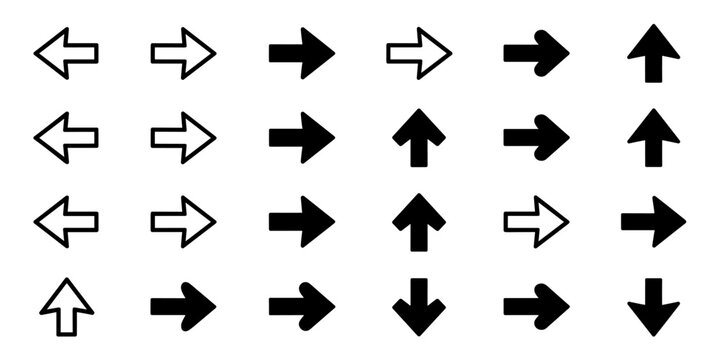Collection of black and white arrow icons for navigation and direction display