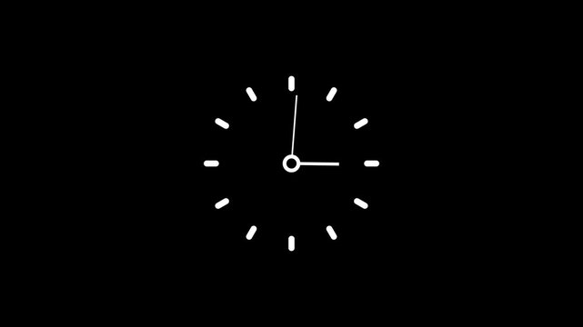Clock icon flat style 24 hours day and night fast speed with moving timer clock rotation 4k video