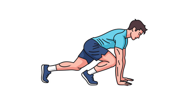 Man performing mountain climber exercise in athletic wear for fitness workout and healthy lifestyle training