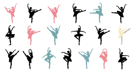 Ballet Dancers Silhouettes Collection - Various Poses and Colors © afgan