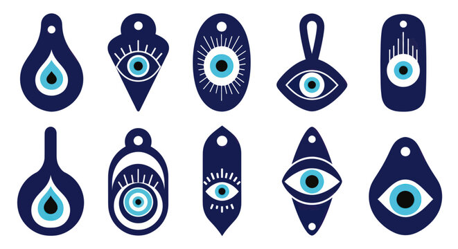 Collection of Blue Evil Eye Talismans for Protection and Good Luck