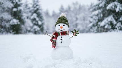 Fototapeta premium Snowman Winter Seasonal Scene Outdoor