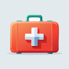 Obraz premium Red First Aid Kit With White Cross Symbol.