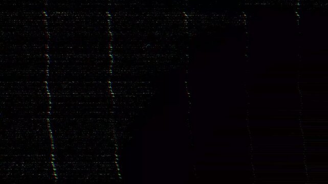 Television screen or computer display with heavy distortions noise static and glitch effects