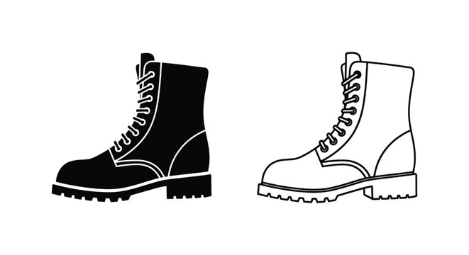 Set of 2 combat boot icons vector