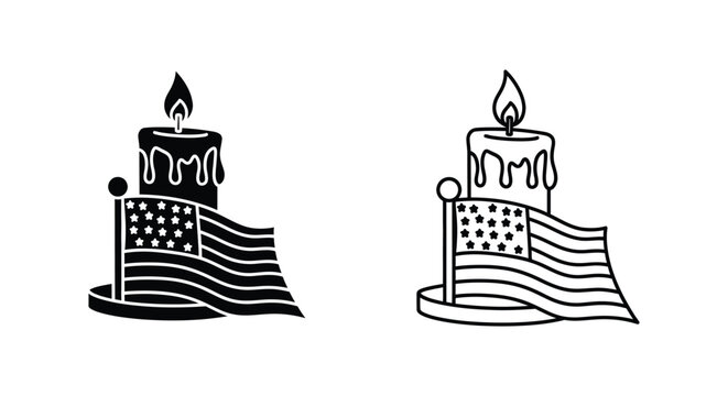 Set of 2 American flag birthday cake icons vector