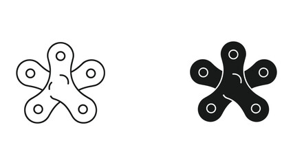 Fototapeta premium Bacterium Icon Set: Outline and Solid Fill, Five Lobed Microbe Shape