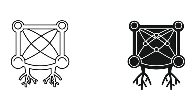 Abstract Network Node or System with Connected Lines and Branches - Icon Set