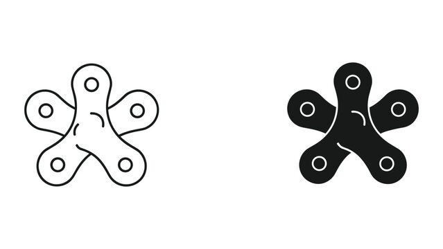 Bacterium Icon Set: Outline and Solid Fill, Five Lobed Microbe Shape