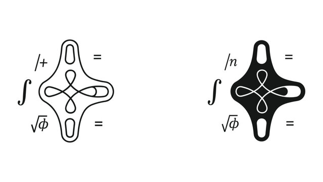Abstract Mathematical Symbols and Geometric Shapes with Integral and Square Root Icons