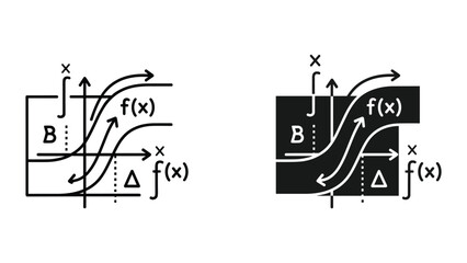 Fototapeta premium Mathematical Functions Graphs with Curves and Arrows, Concept of Calculus and Analysis