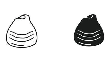 Oyster Shell Icon Set - Line Art and Solid Silhouette for Seafood and Marine Themes © SHAHRIYAR RASEL
