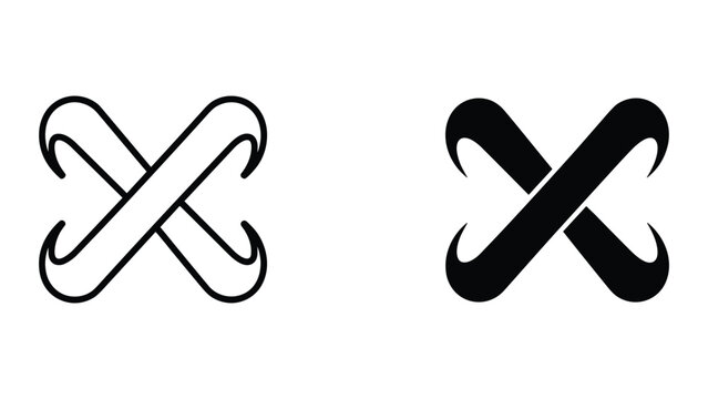 Abstract Intersecting Lines Logo Icon - Outline and Solid Fill Variations