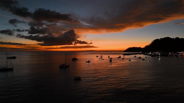 Jaco Beach Costa Rica Sunset, Pacific Coastline &amp; Tropical Ocean Waves