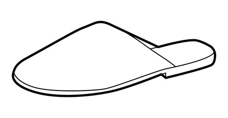 Slide slipper shoe women single line. Closed toe house sandal for relaxed evening indoor wear. Technical fashion illustration CAD mockup clean vector man unisex isolated modern style.  © Vectoressa