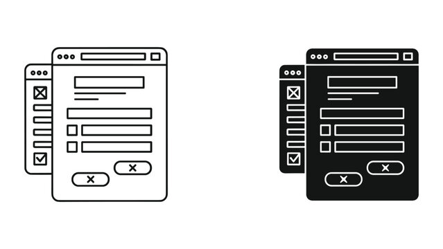 Web Forms and UI Elements Icons Set: Checkbox, Input Field, Buttons, and Menu Icons