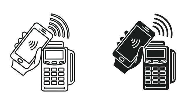 Contactless Payment with Smartphone and POS Terminal - Icon Set