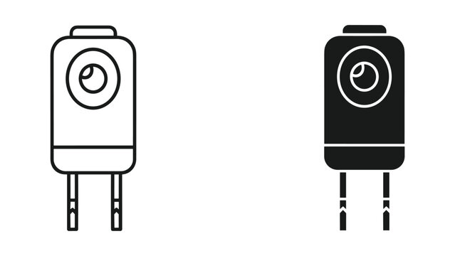 Component Icons: Black Silhouette and Outline of a Light Emitting Diode (LED) with Pins