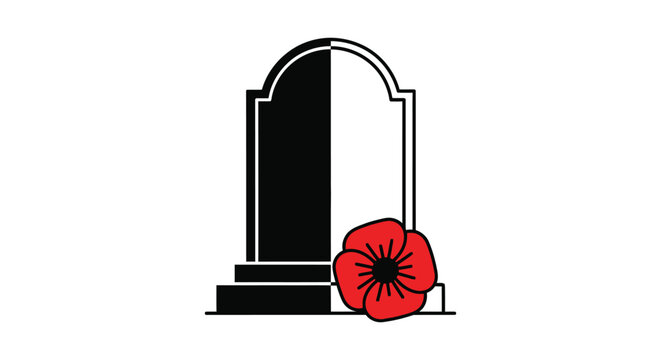 Vector memorial icon with poppy flower