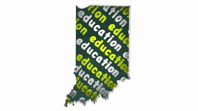 Indiana IN Education School Board District State Map Student Learning 3d Animation