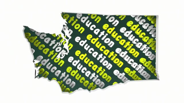 Washington WA Education School Board District State Map Student Learning 3d Animation