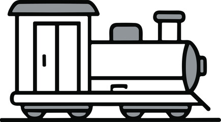 Train engine icon with smokestack and track for transportation, travel, education, and children’s illustration design themes © Umme