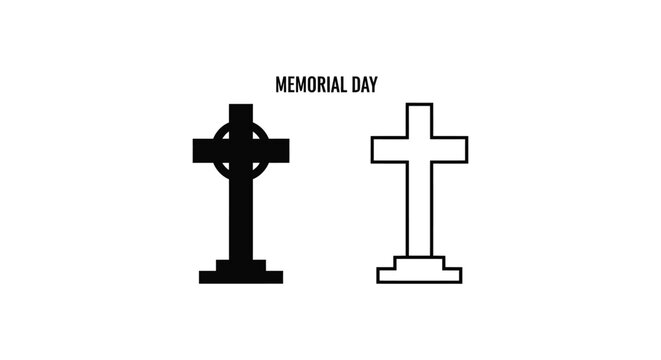 Set of 2 Memorial Day cross icons vector