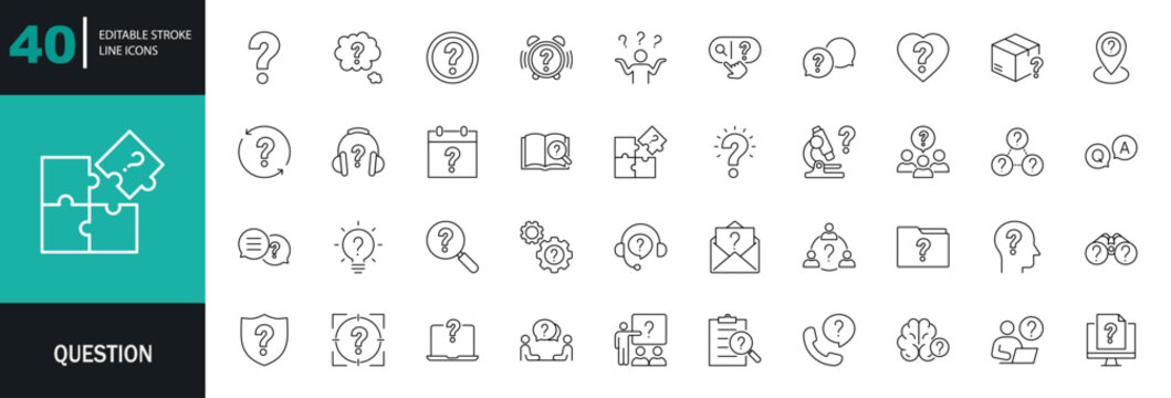 Question icon set. Editable line icons. Vector illustration. 