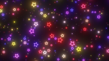 Beautiful Neon Glowing Outer Space Star Shapes Expand And Contract - Abstract Background Texture © IncrediVFX