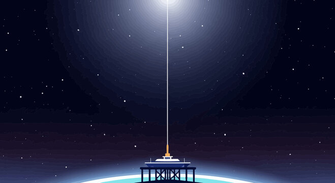 A futuristic space station with elevators reaches new heights in a concept design.