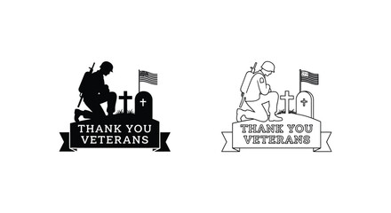 Obraz premium Set of 2 Veterans Day icons vector