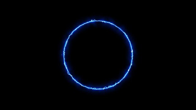 Abstract blue energy circle on black backdrop