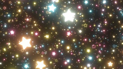 Flying Through Millions Of Tiny Glowing Spin Yellow Pink Blue Stars - Abstract Background Texture © IncrediVFX