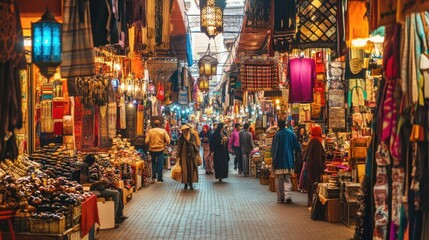 Naklejka premium Crowded marketplace alleyway