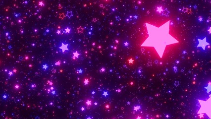 Purple Ultraviolet Glowing Star Shapes Sparkle In Deep Dark Space - Abstract Background Texture © IncrediVFX