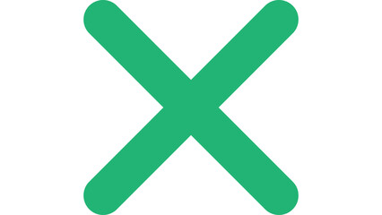 Fototapeta premium Simple green cross mark vector icon for delete, close, or incorrect actions on websites and apps