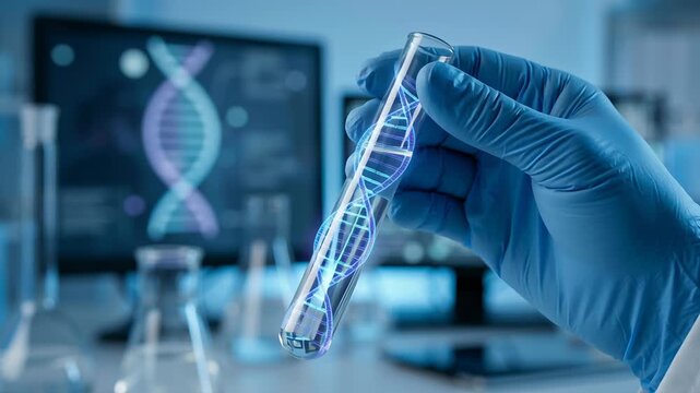 Scientist in laboratory conducts global health research on vaccine development using advanced DNA technology and medical science to improve worldwide disease prevention and save lives